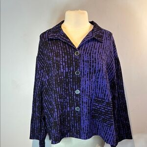 Habitat Purple and Black Patterned button up blouse size XL NWT